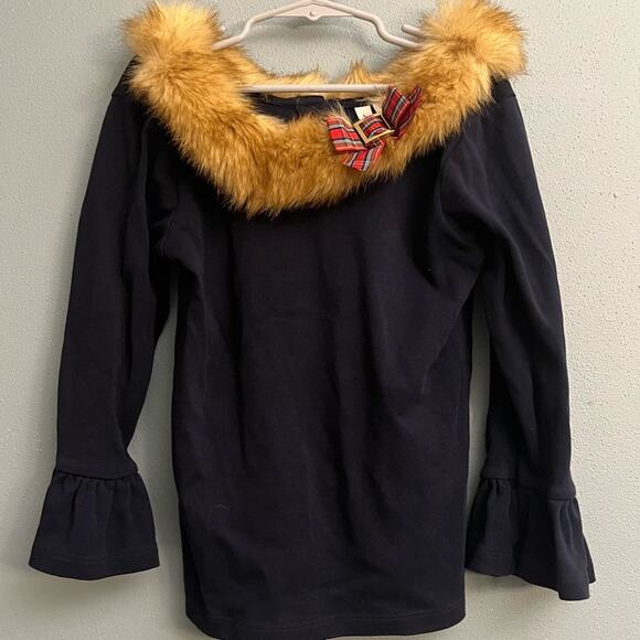 Janie and Jack Faux Fur Collar Top - Picture 1 of 4